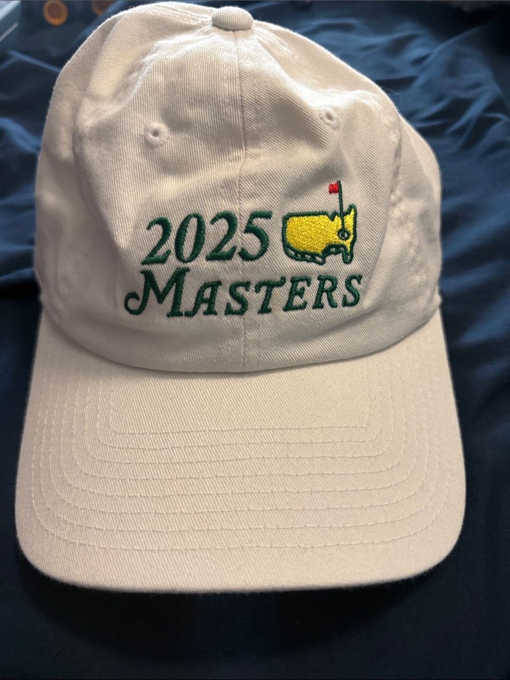 Masters 2025 White Cap with Green and Yellow Logo